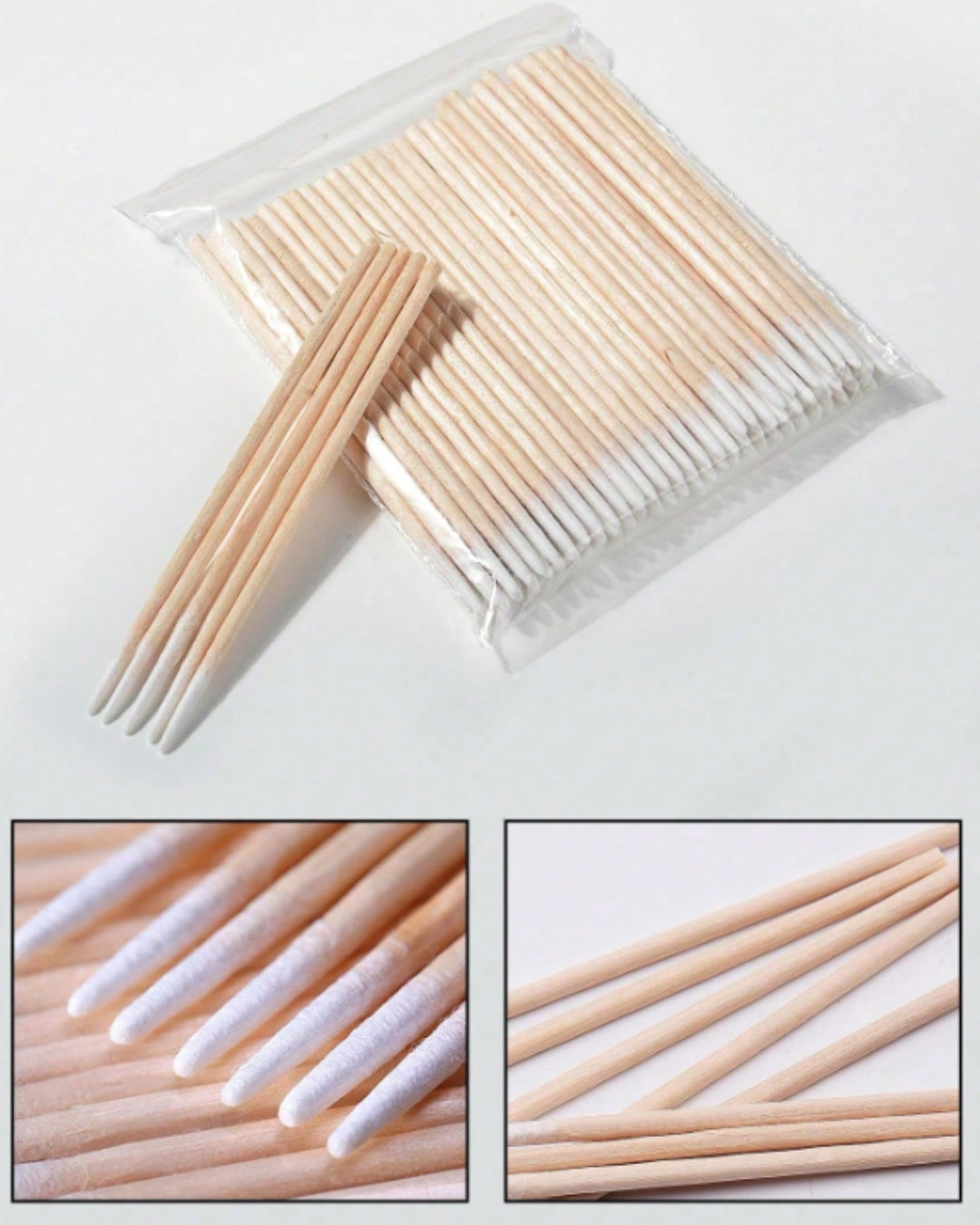 Micro pointed cotton swabs with wooden sticks 100 pieces, No Shedding Eyelash Extension Tool And Glue Remover, Mini Eyebrow Brush, Eyeshadow Makeup Brush Set