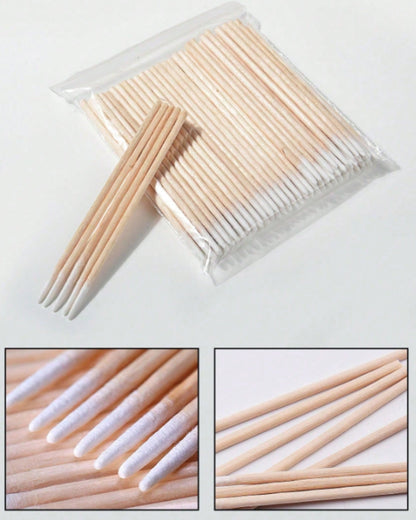 Micro pointed cotton swabs with wooden sticks 100 pieces, No Shedding Eyelash Extension Tool And Glue Remover, Mini Eyebrow Brush, Eyeshadow Makeup Brush Set