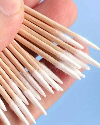 Micro pointed cotton swabs with wooden sticks 100 pieces, No Shedding Eyelash Extension Tool And Glue Remover, Mini Eyebrow Brush, Eyeshadow Makeup Brush Set